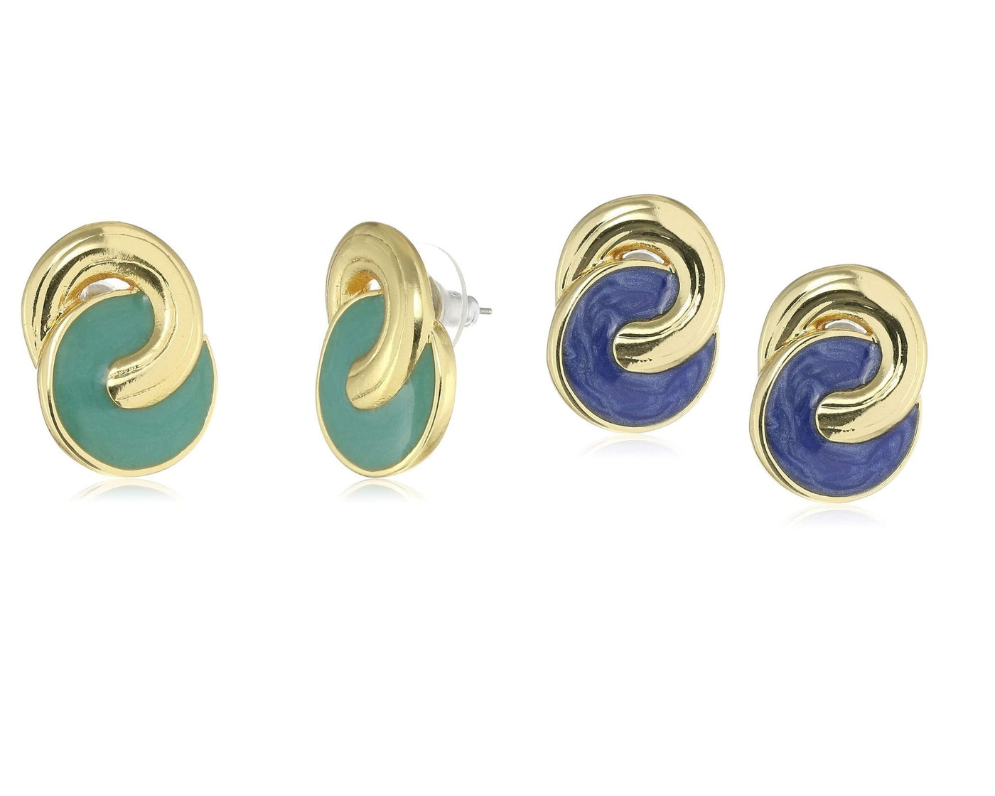 Estele Valentines Day Special Earrings - Gold Plated Enamel Round Stud Earrings For Girls & Women(RED & BLUE)