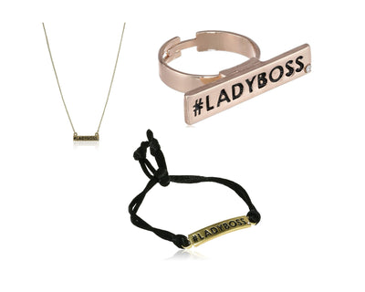 Estele Valentine Day Gift For Girlfriend/Wife - Ladyboss Pendant Bracelet & Ring Combo Jewellery Set For Girls & Women