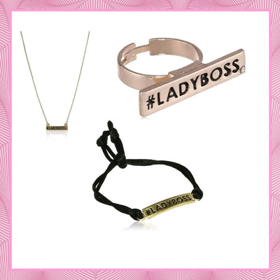 Estele Valentine Day Gift For Girlfriend/Wife - Ladyboss Pendant Bracelet & Ring Combo Jewellery Set For Girls & Women