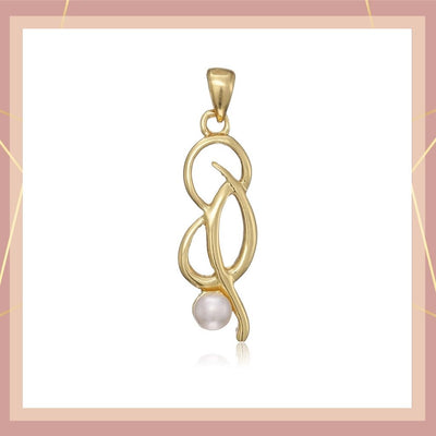 Estele 24 CT Gold plated Alpha curved pearl pendant for women