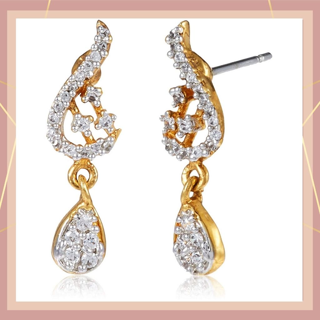 Estele 24 Kt Gold plated Dancing American Diamond Necklace Set for Women
