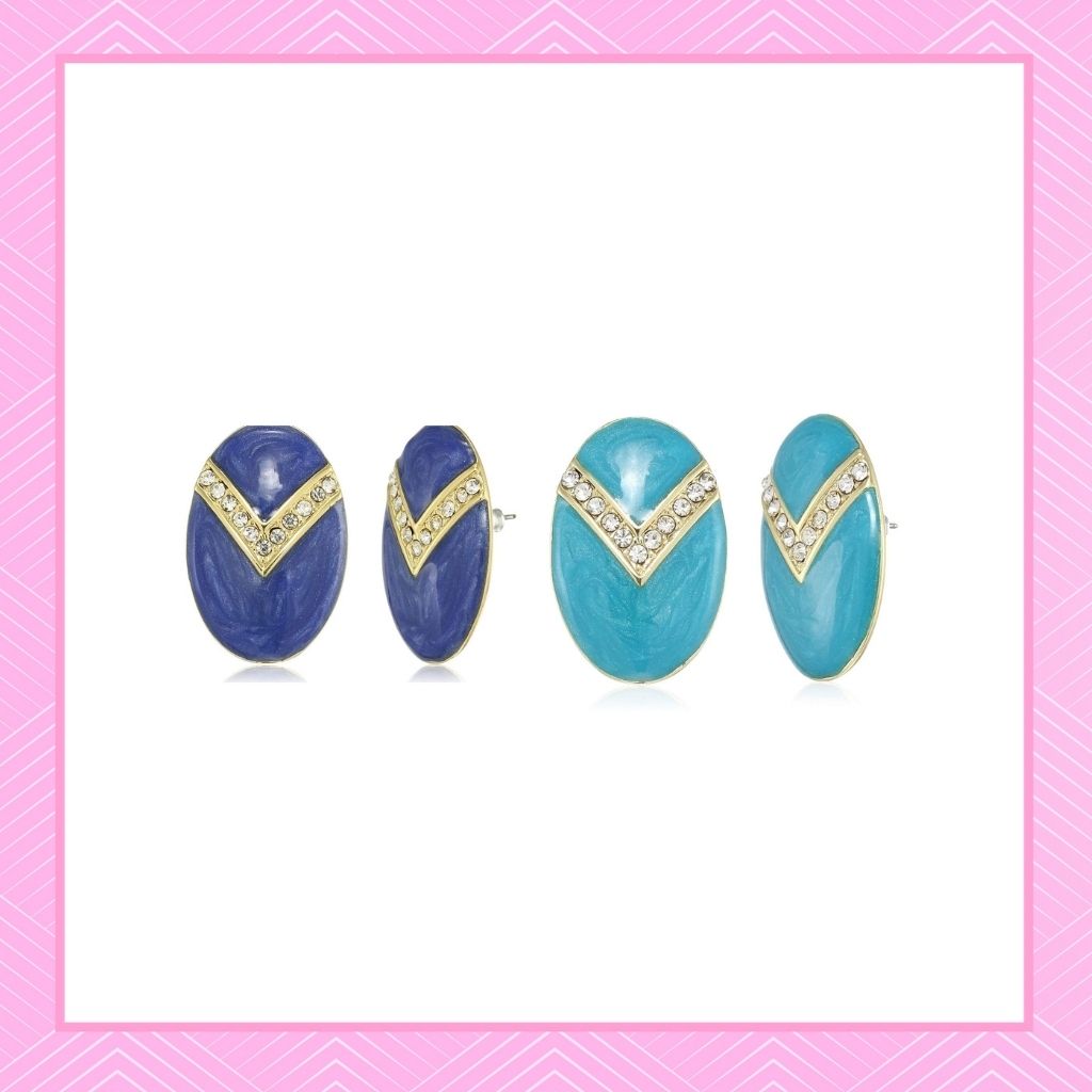 Estele Valentines Day Special Earrings - Stud Earrings For Girls & Women(AQUA & BLUE)