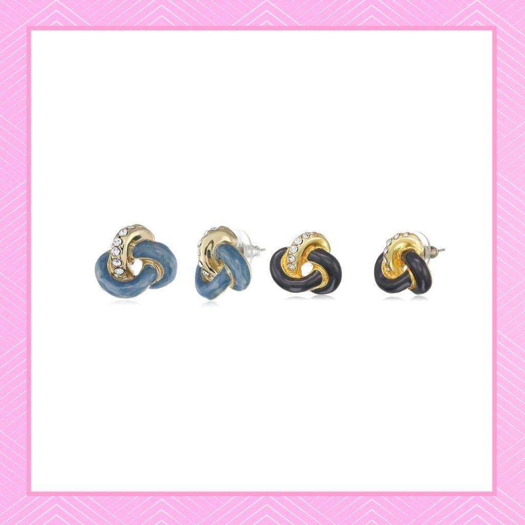 Estele Jewellery Gift For Valentines Day Combo Earrings For Girls(BLUE & BLACK)