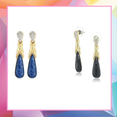 Estele Valentines Day Gifts For Women Rhinestone Stud Earrings For Girls & Women (BLACK & BLUE)