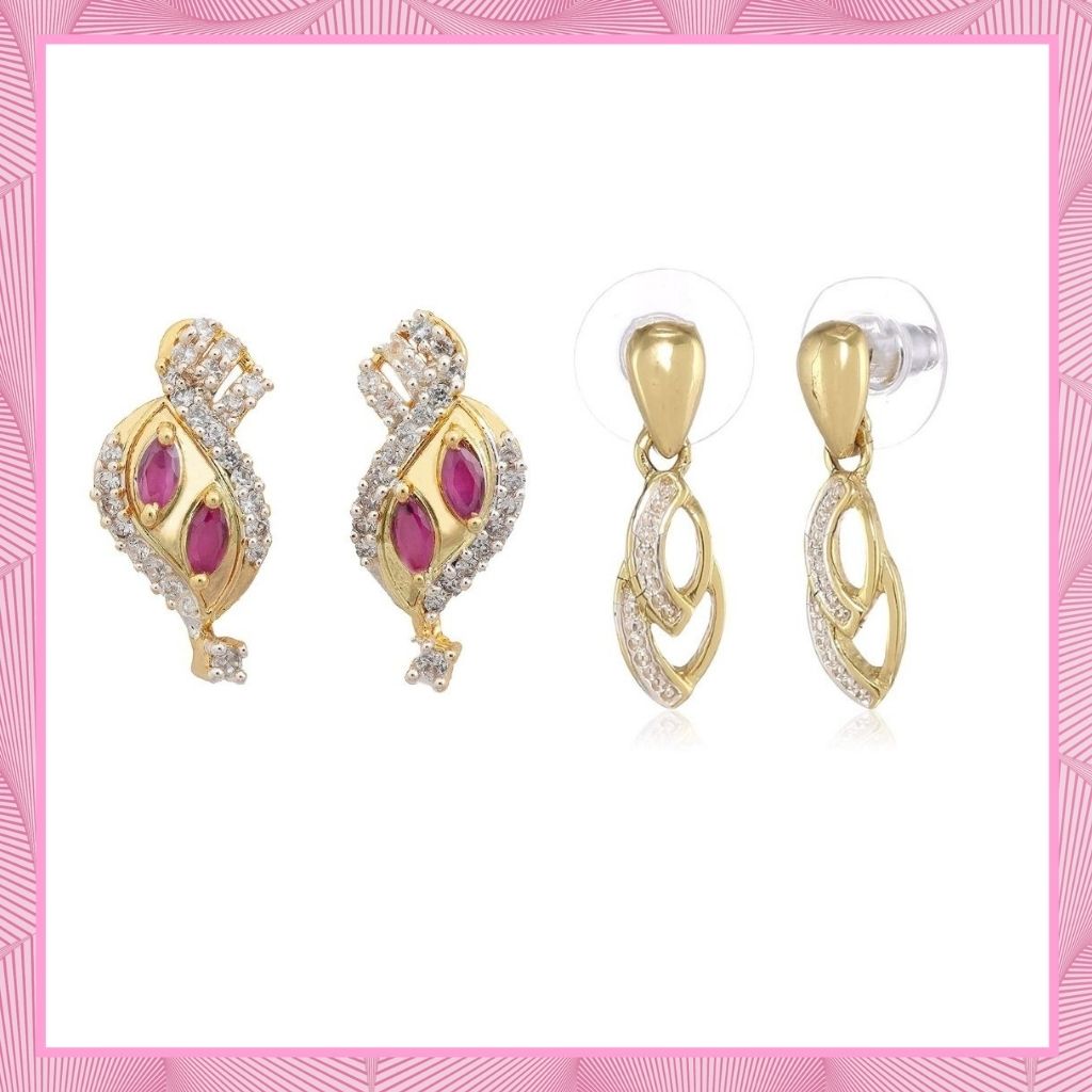 Estele Valentines Day Gifts For Girlfriend AD Earrings For Girls & Women