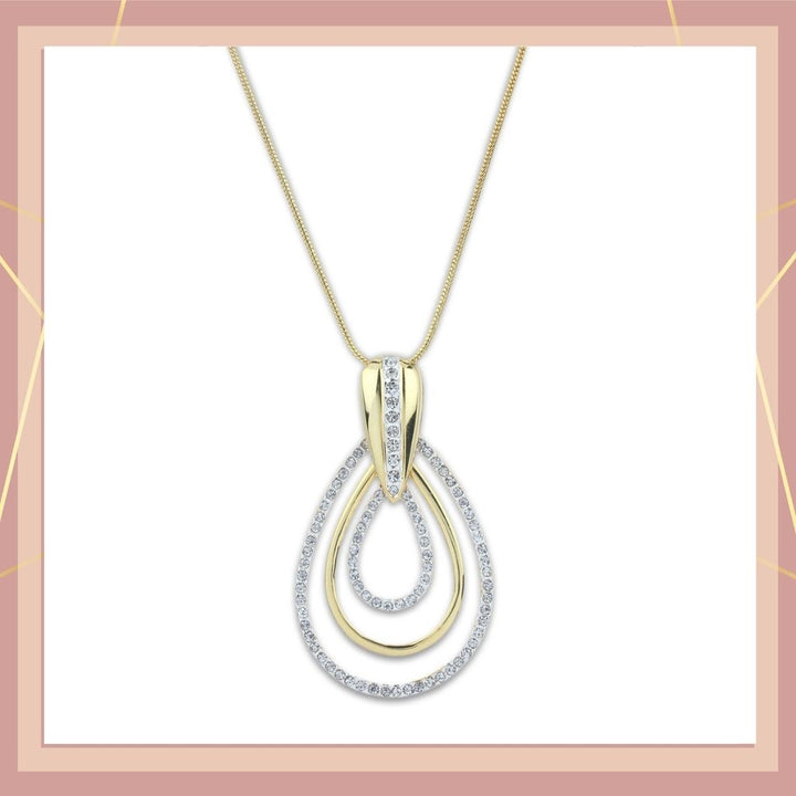 Estele 24 KT Gold Plated with Austrian Crystals Statement Pendant for Women / Girls