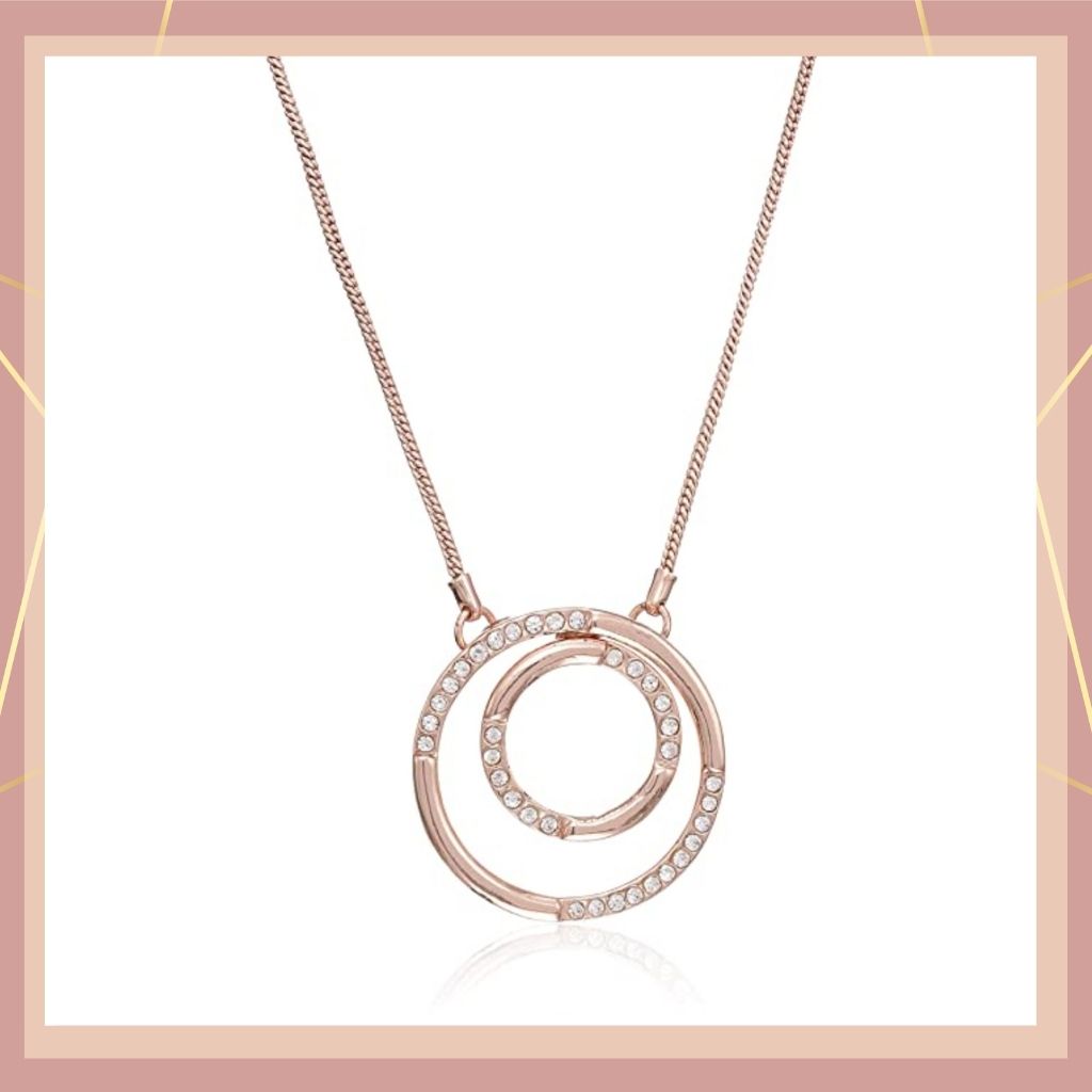 Estele  rosegold chain with trendy double circle shape pendant for women