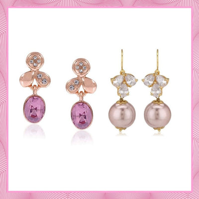 Estele Valentines Day Gift Rose Gold Drop Earrings For Girls & Women