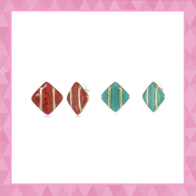 Estele Valentine Earrings Collections Multicolour Earrings(RED & AQUA)