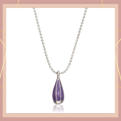 Estele RHODIUM Plated chain with purple hanging trendy pendant for women