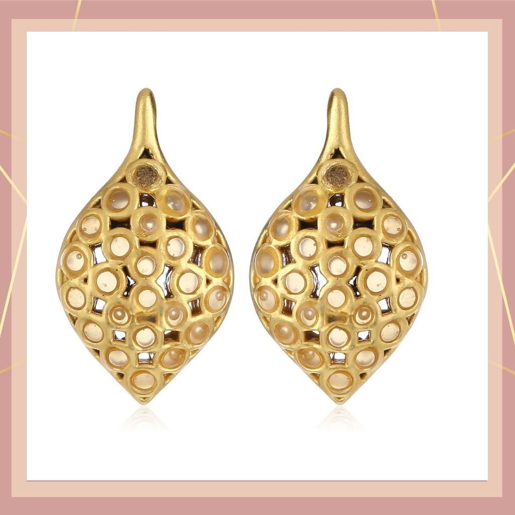 Gold Tone Plated Pendent Set With Earrings
