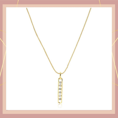 ESTELE gold plated White Crystal Stone Pendent Set with Earrings