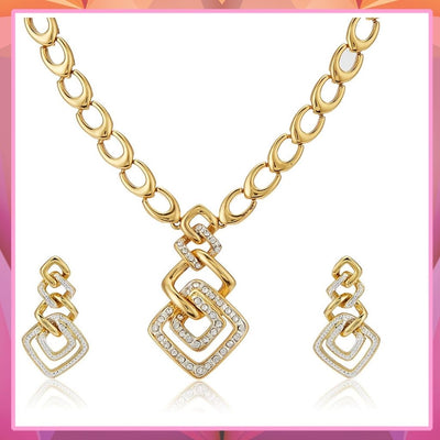 Estele 24 Kt Gold Plated Wedding Jewellery Austrian Diamond Necklace Set For Women