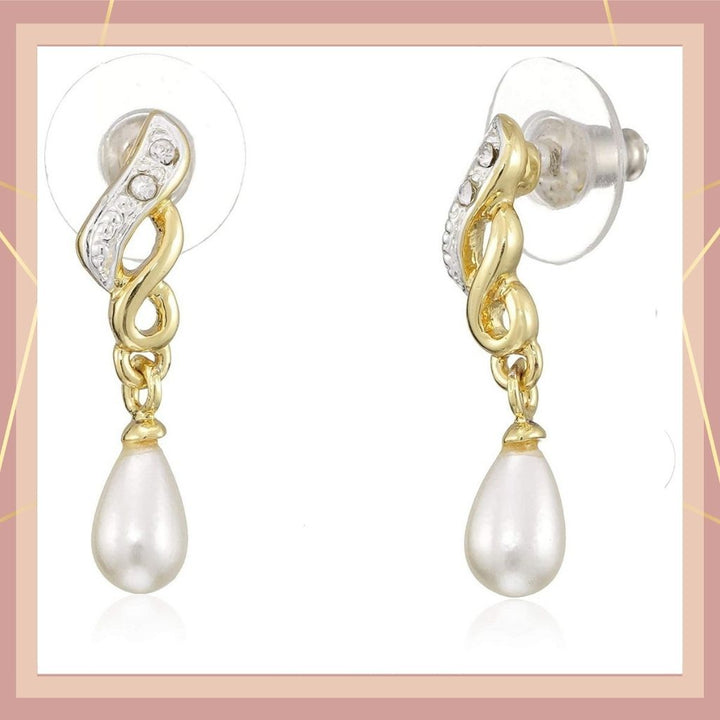 Estele Trendy and Fancy Pendant Set with Austrian Crystals and Pearl Drop