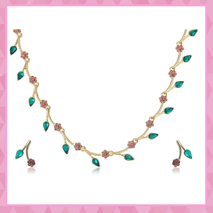 Estele Gold Plated Exquisite Crystal Necklace Set for Women
