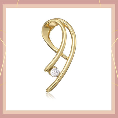 Estele gold plated curved pendant with white stone for women