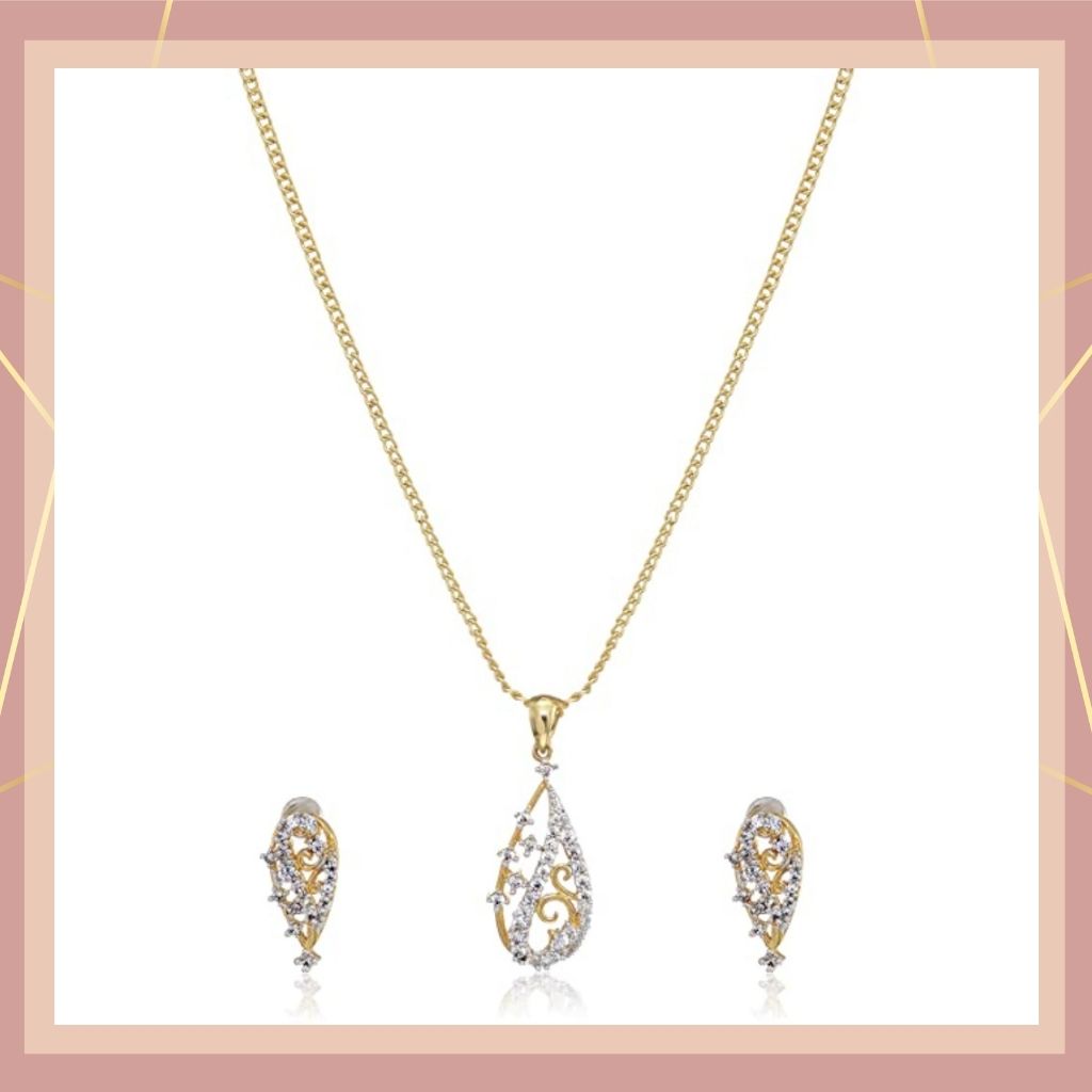 Estele Gold Plated CZ Trendy and Fashion Pendant Set for Women / Girls