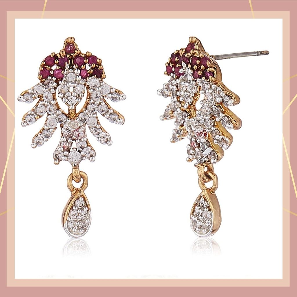 Estele Trendy and Fancy Ruby and American Diamond Pendant Set