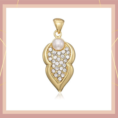 Estele  Gold plated Leafy shaped with American Diamond  only pendant for women