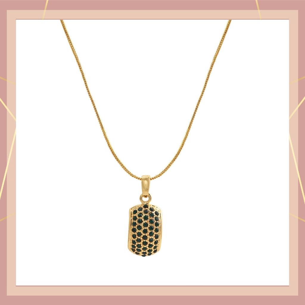 Trendy Gold Plated Candy Pendant with Fancy Emerald Austrian Diamond Crystals