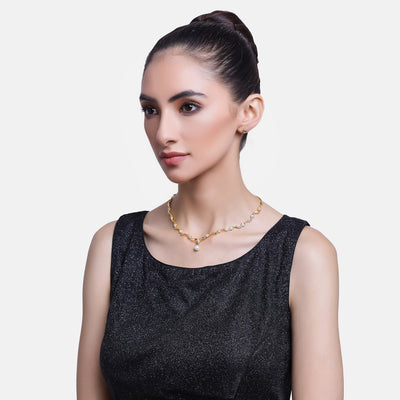 Modern Gold plated American Diamond Star wave Necklace