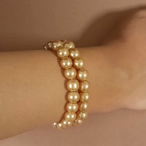 Estele - Gold Pearl Double Line Bracelet