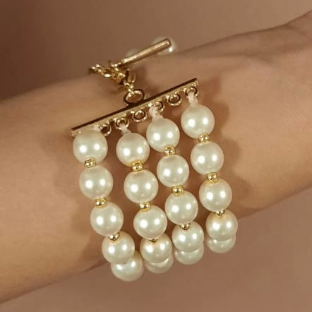 Estele - White Pearl Four Line Bracelet