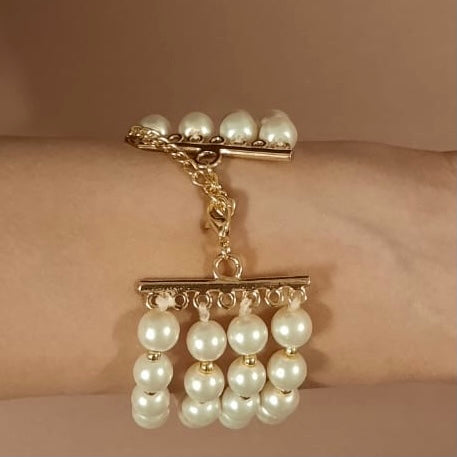 Estele - White Pearl Four Line Bracelet