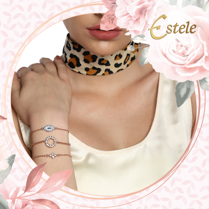 Evil Eye Rose Gold Bracelet Using Austrian crystals