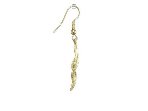 24 Karat Gold Plated twisted leaf drop earring