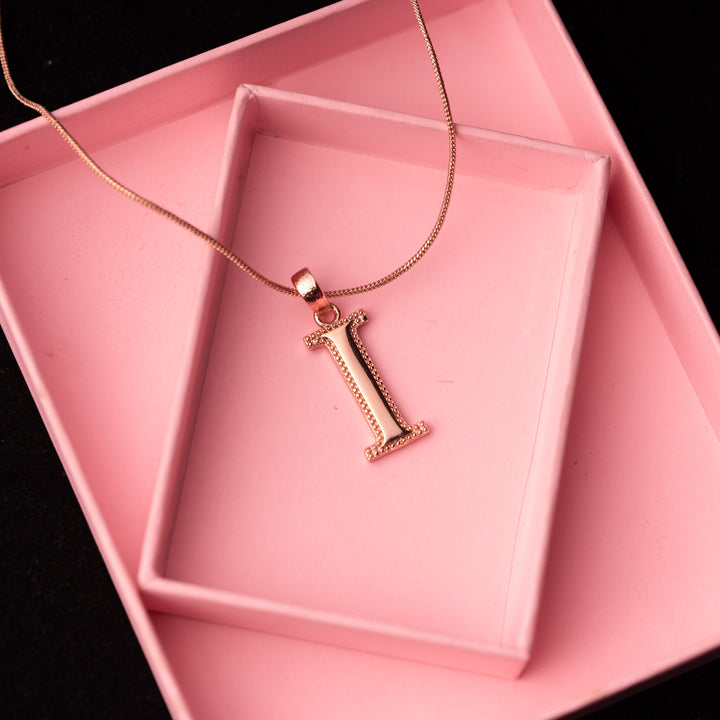 Estele Rosegold Plated "I" Letter Charm Pendant for Women / Girls