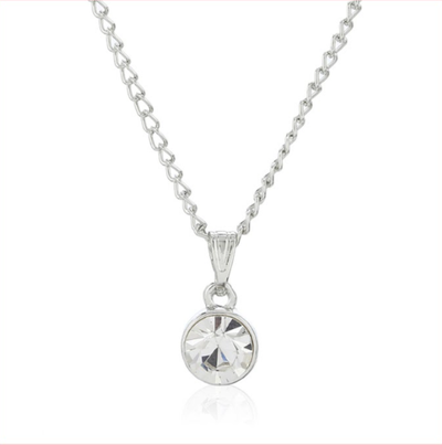Estele Rhodium Plated Classic Pendant with Austrian Crystal for Women