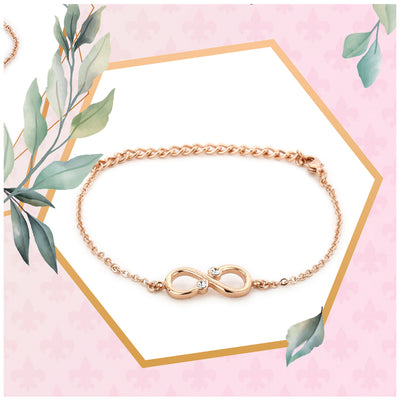 Estele Infinity Rose gold Bracelet Using Swarovski Stones