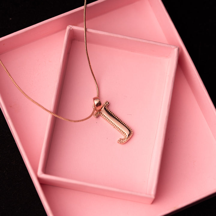 Estele Rosegold Plated "J" Letter Charm Pendant for Women / Girls