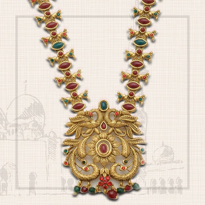 Red And Green Kundan Necklace Set
