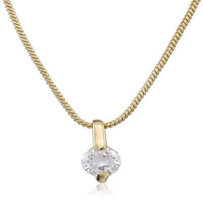 Estele - Valentine Special 24 KT gold plated timeless Solitaire Diamond Pendant