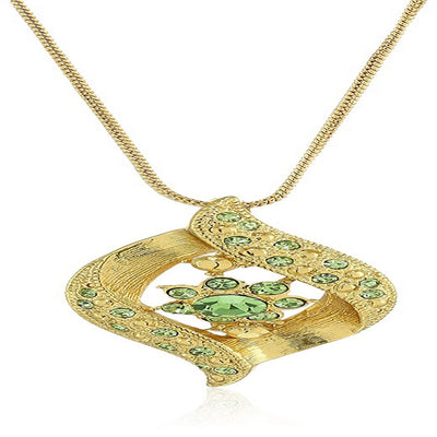 Estele 24 Kt Gold plated Trendy Rainbow Necklace with Austrian Green crystals for Women
