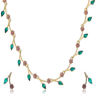Estele Gold Plated Exquisite Crystal Necklace Set for Women