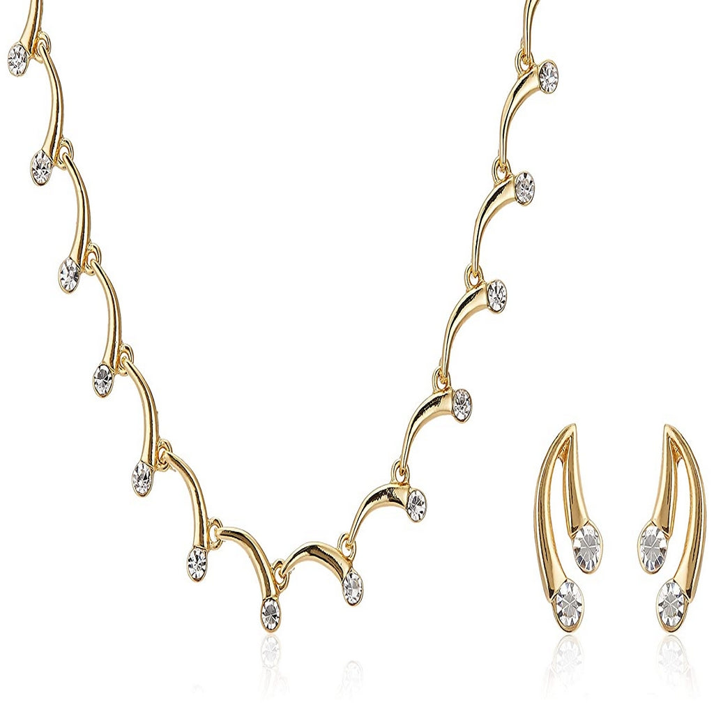 Estele 24 Kt Gold Plated arclinked with Austrian Crystals Necklace Set for Women