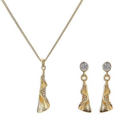 Estele 24Kt Gold Plated Curvy Ballerina Necklace Set for Women