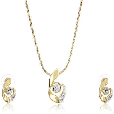 Estele 24 Kt Gold Plated with Austrian Crystal Necklace Set for Women