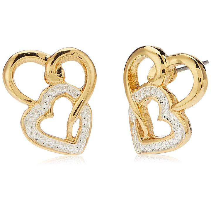 Two Tone Plated Heart Shaped Lock Pendant With Earrings