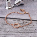 Estele Rose Gold Plated Charm Halo Bracelet with White Austrian Crystals for Girls & Women