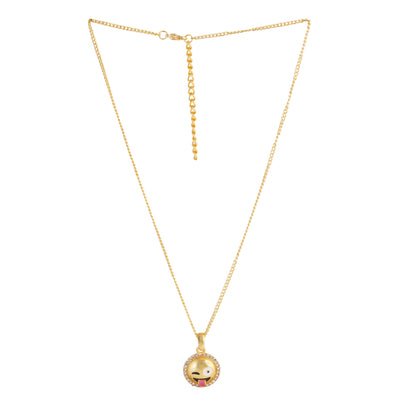 Estele gold plated Emoji Pendant with Tongue out expression for women