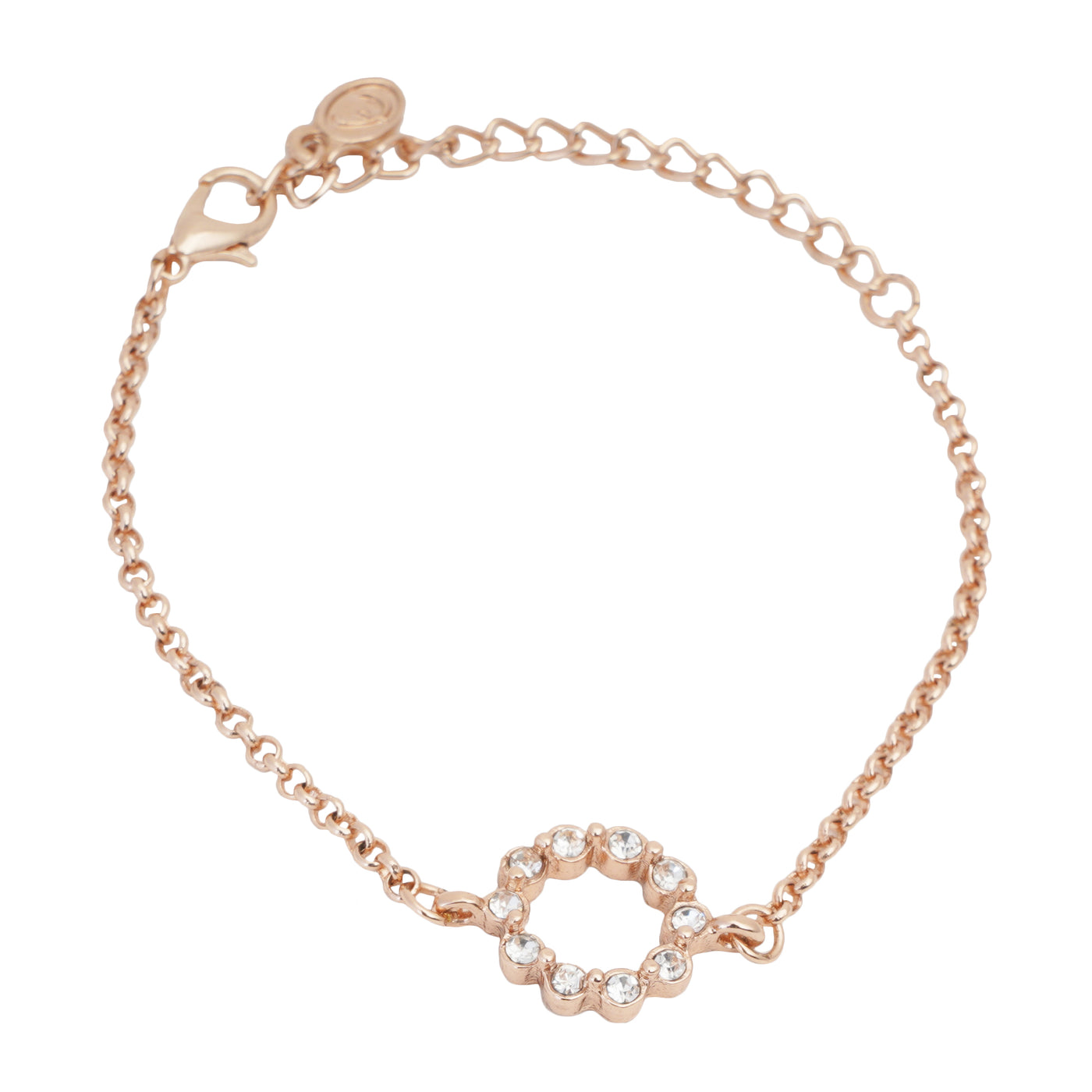 Estele Rose Gold Plated Crystal Ring Link Bracelet for women