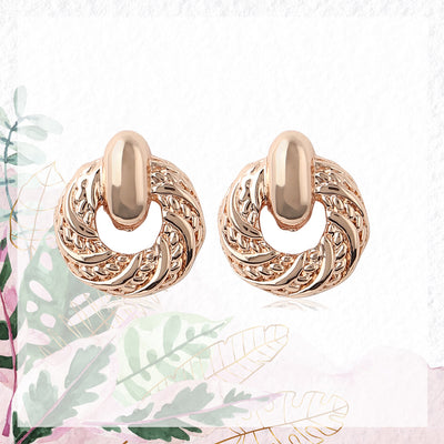 Rose Gold Tone Plated Round Stud Earring