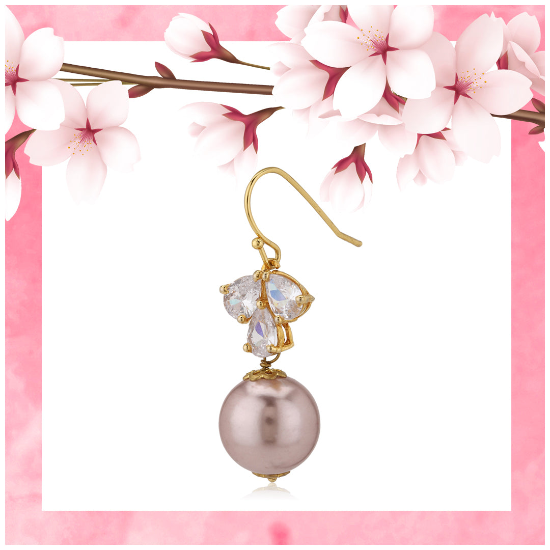Rose Gold AD stone Pearl Drop