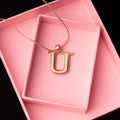Estele Rosegold Plated "U" Letter Charm Pendant for Women / Girls
