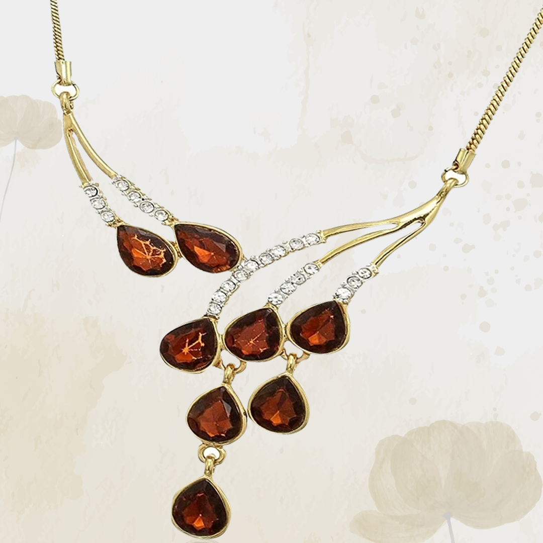Estele - NOOR Ruby 24 KT Gold plated Necklace Set