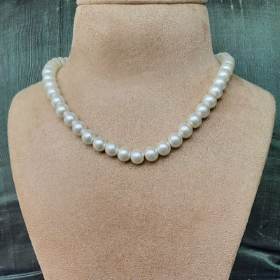 Estele Rhodium Plated - White Single Line Necklace for Women